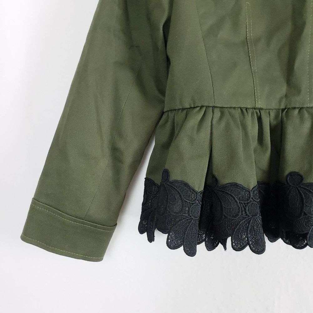 Ann Taylor Peplum Blazer Jacket Olive Green Lace 4 - Picture 5 of 11